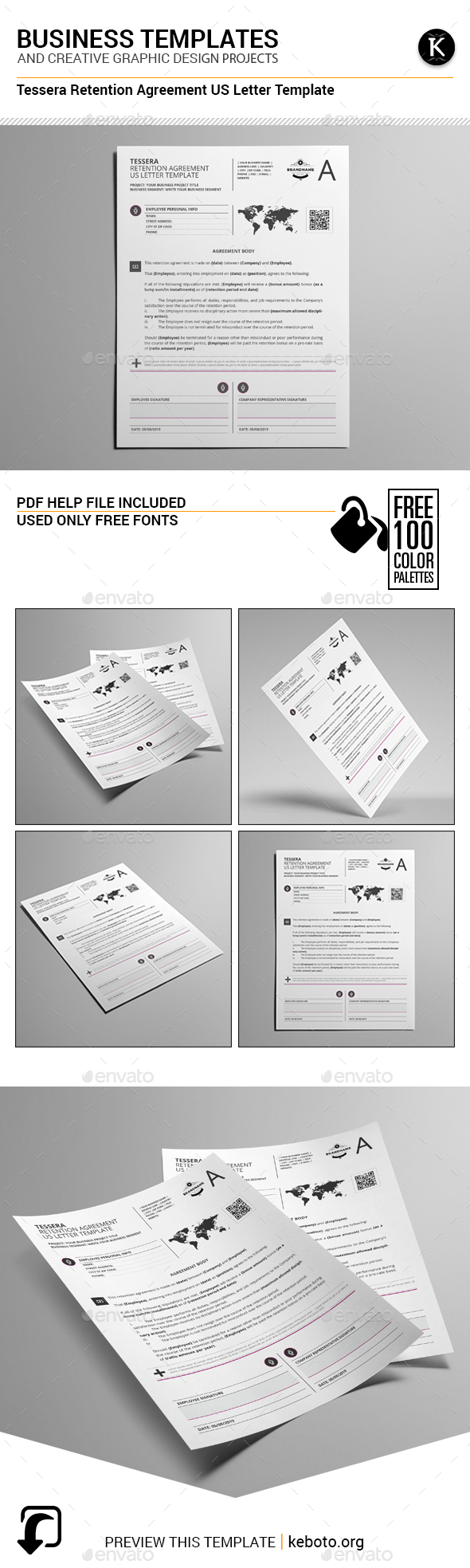 Tessera Retention Agreement US Letter Template - Miscellaneous Print Templates