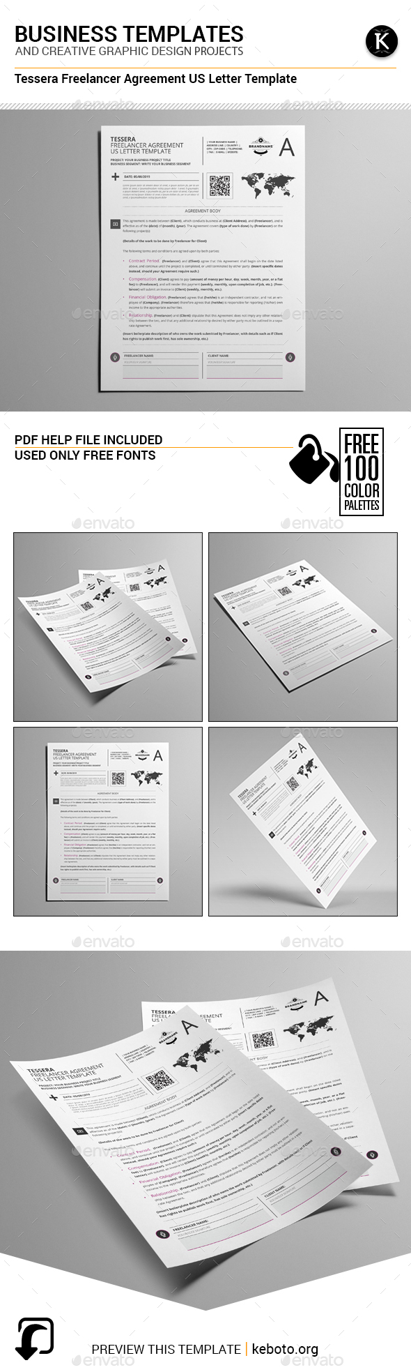 Tessera Freelancer Agreement US Letter Template - Miscellaneous Print Templates