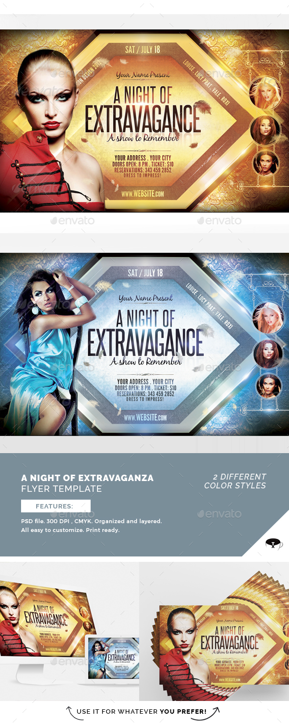 A Night Of Extravagance Flyer Template - Flyers Print Templates