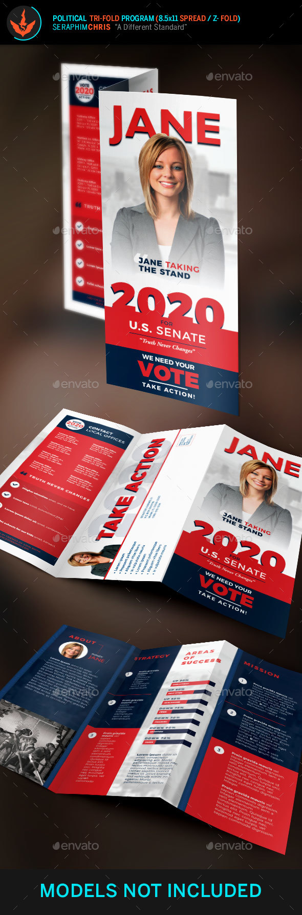 Jane Political Tri-Fold Brochure Template 1 - Corporate Brochures