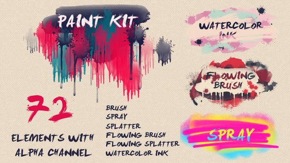Paint Kit: Watercolor Ink, Brush, Splatter, Spray