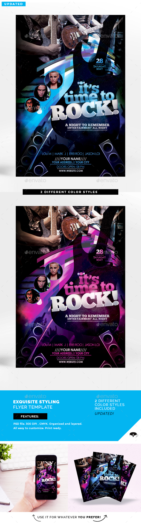 It's Time To Rock! Flyer Template - Clubs & Parties Events