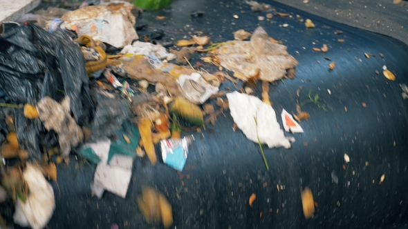 Household Garbage Falls From a Conveyor, Stock Footage | VideoHive