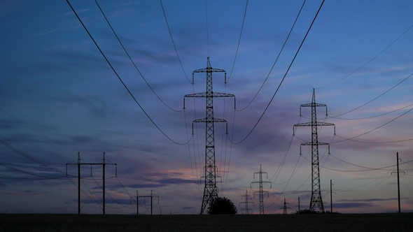 Electricity Pylons and the Evening Sky alt
