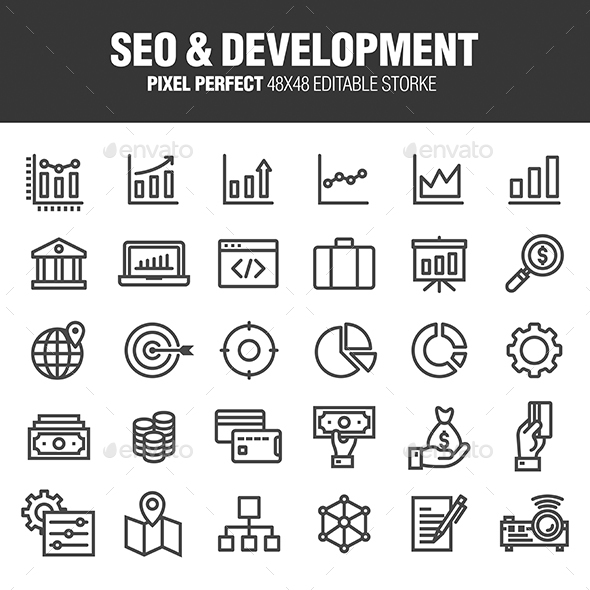 SEO & Development Icon Set - Business Icons
