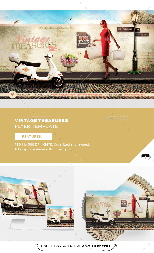 Vintage Treasures Flyer Template - Flyers Print Templates