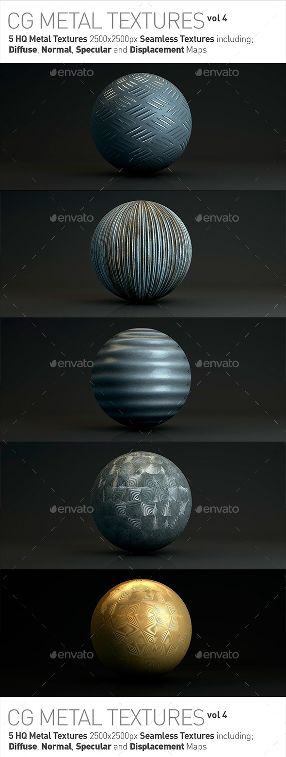 5 Metal Textures for CG Artists Vol 4 - Metal Textures