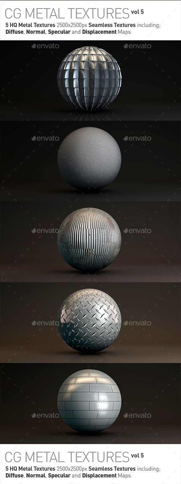 5 Metal Textures for CG Artists Vol 5 - Metal Textures