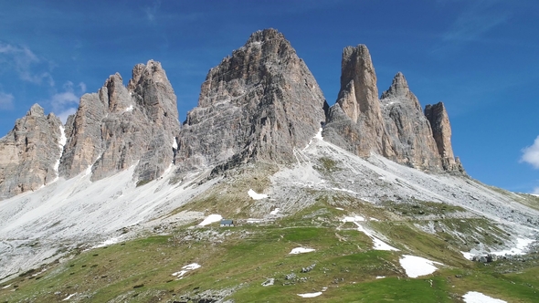 Aerial View of Dolomites Mountains in Italy