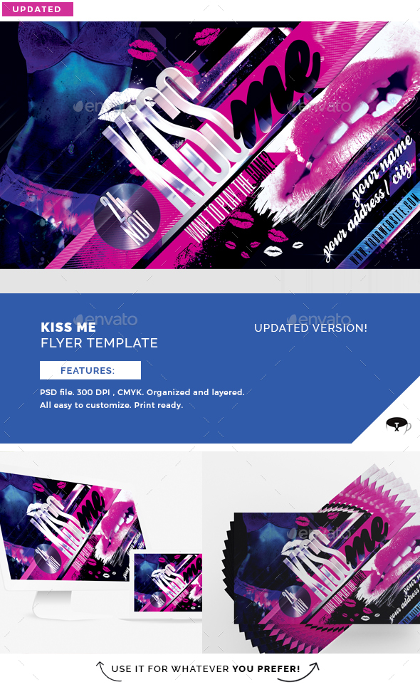 Kiss Me Flyer Template - Clubs & Parties Events