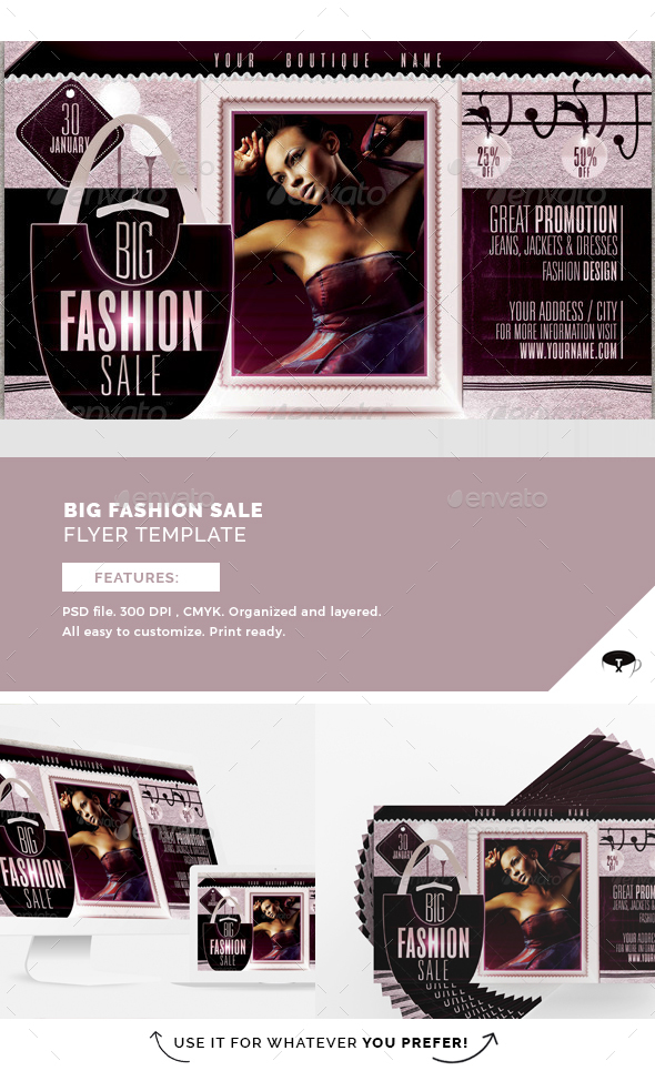 Big Fashion Sale Flyer Template - Clubs & Parties Events