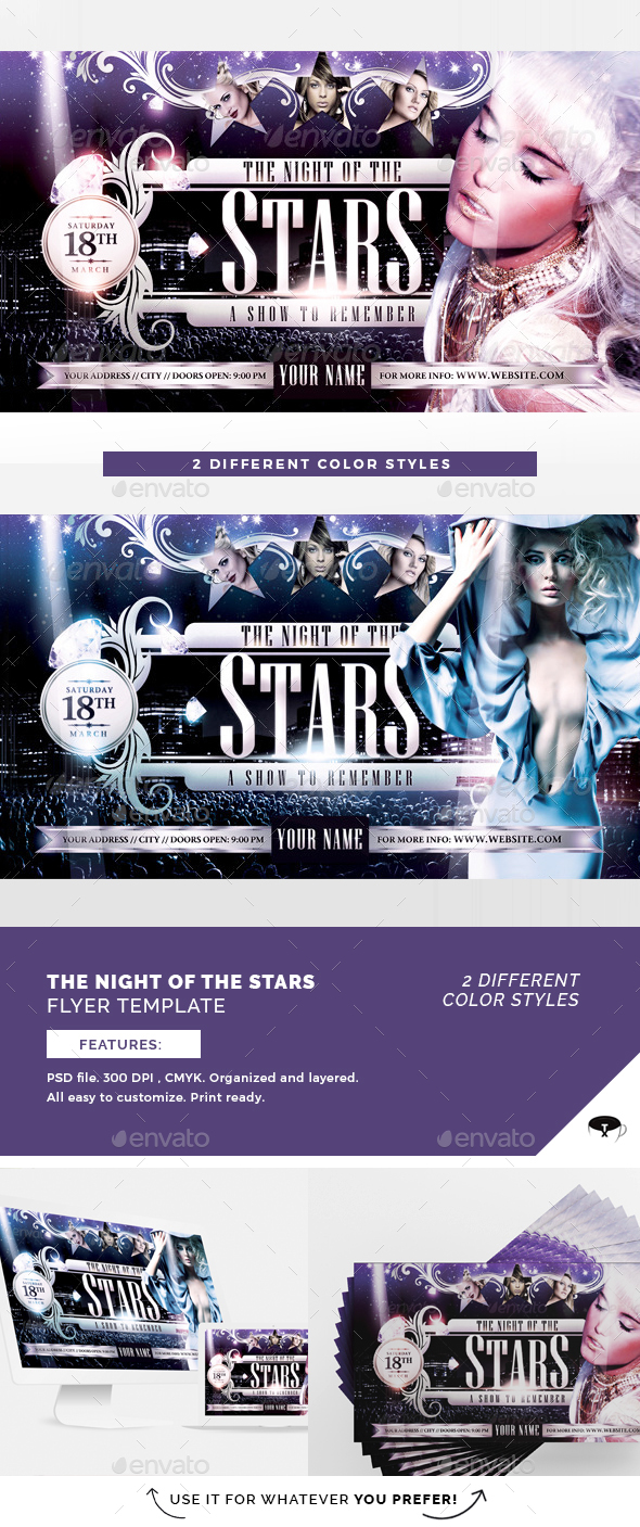 The Night Of The Star Flyer Template - Clubs & Parties Events