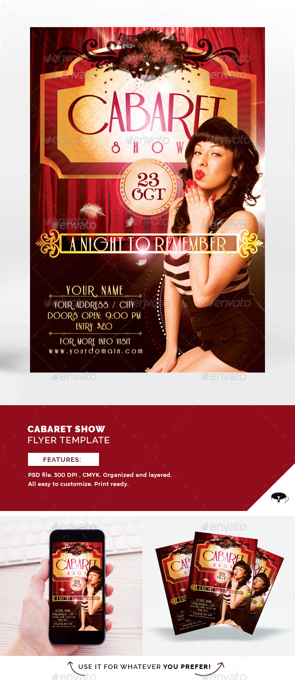 Cabaret Show Flyer Template - Clubs & Parties Events