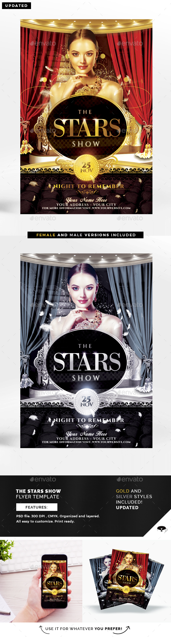 The Stars Show Flyer Template - Clubs & Parties Events