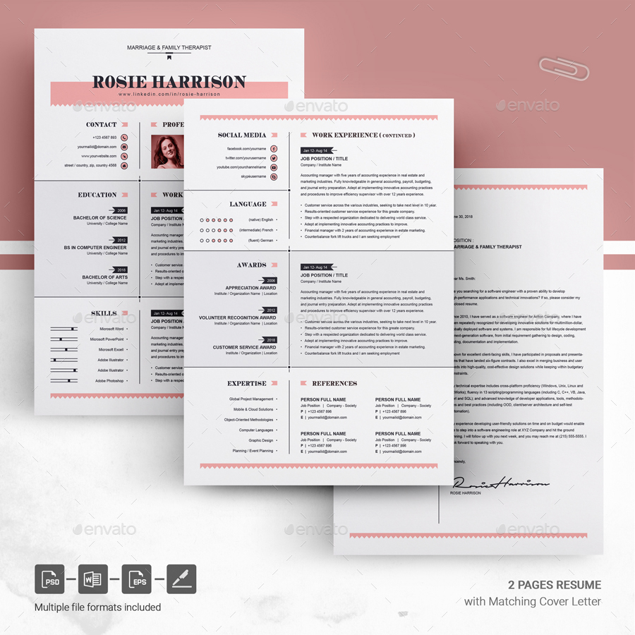 modern resume    ms word apple pages cv template by resumeinventor
