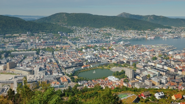 Top View of the City of Bergen in Norway alt