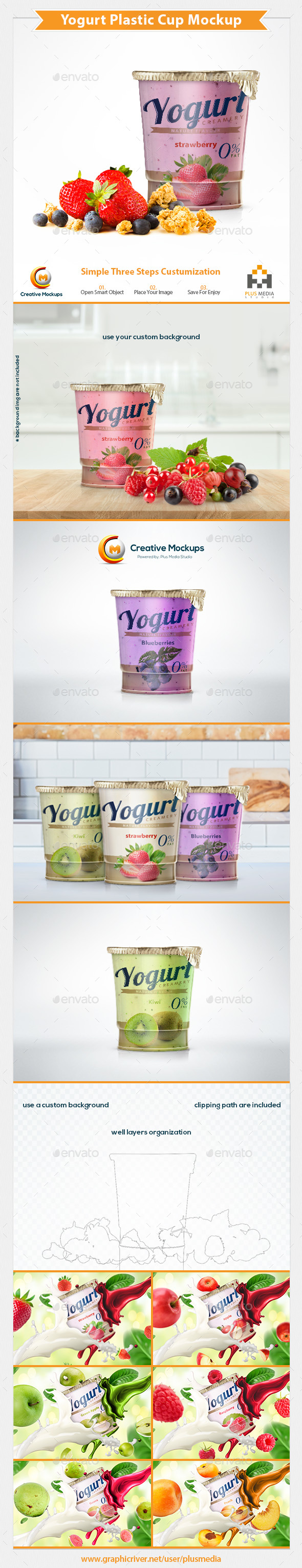 Yogurt Plastic Cup Mockup - Product Mock-Ups Graphics