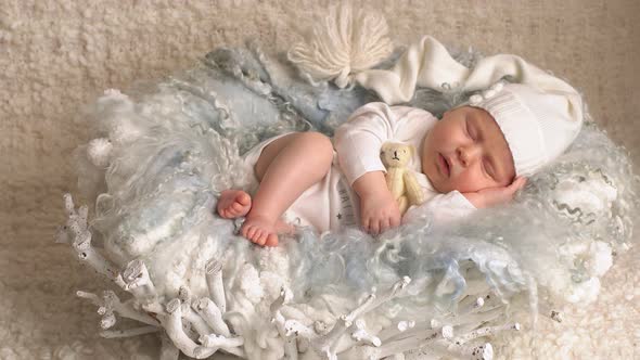 Cute Newborn Baby Girl Sleeping
