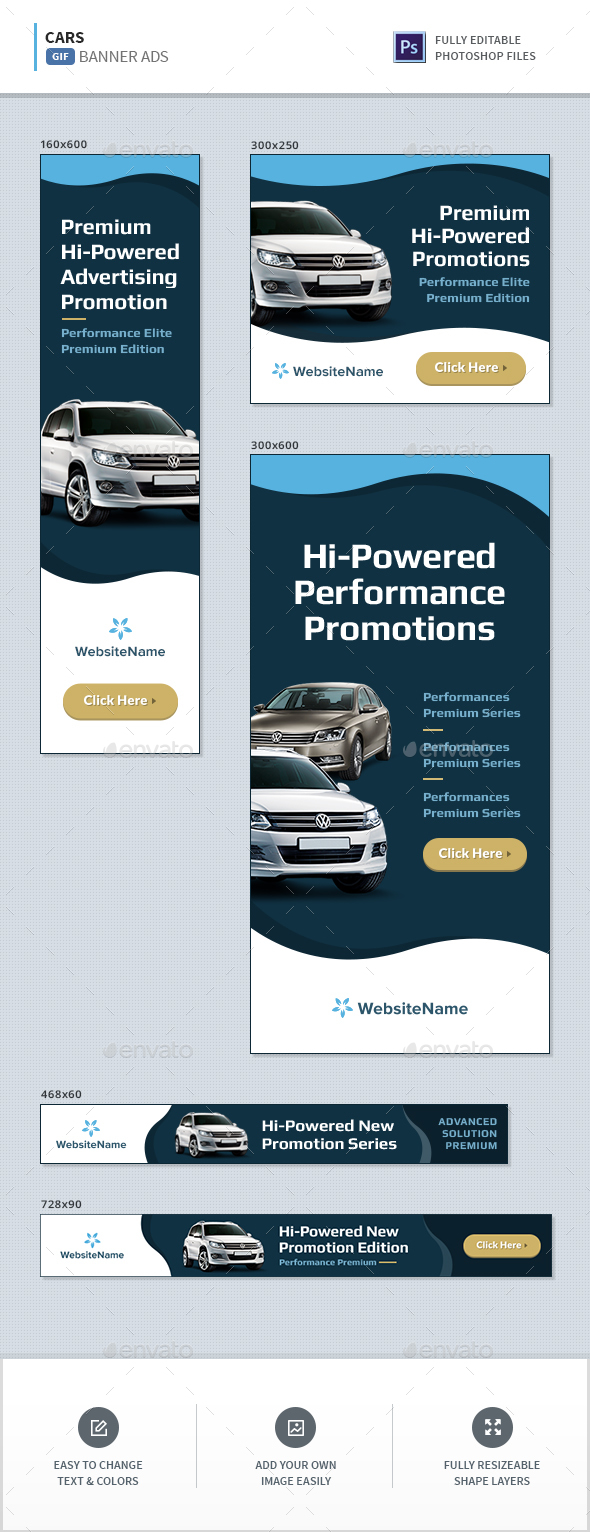Cars Animated Banners - Banners & Ads Web Elements