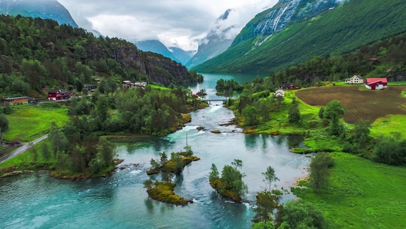 Lovatnet Lake Beautiful Nature Norway, Stock Footage | VideoHive