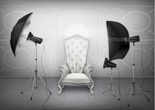 Vector Photo Studio with Armchair and Softboxes - Miscellaneous Vectors