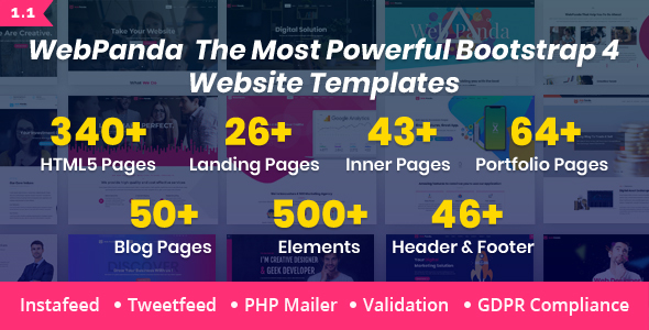 WebPanda - Bootstrap 4 Multipurpose Responsive HTML5 Template - Site Templates