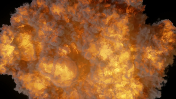 Highly Realistic Fire Explosion with Smoke Top View, Motion Graphics