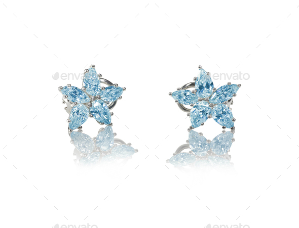 Blue Diamond stud earrings pair marquise