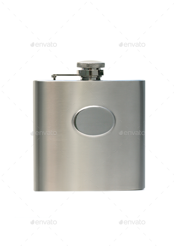 Silver flask - Stock Photo - Images