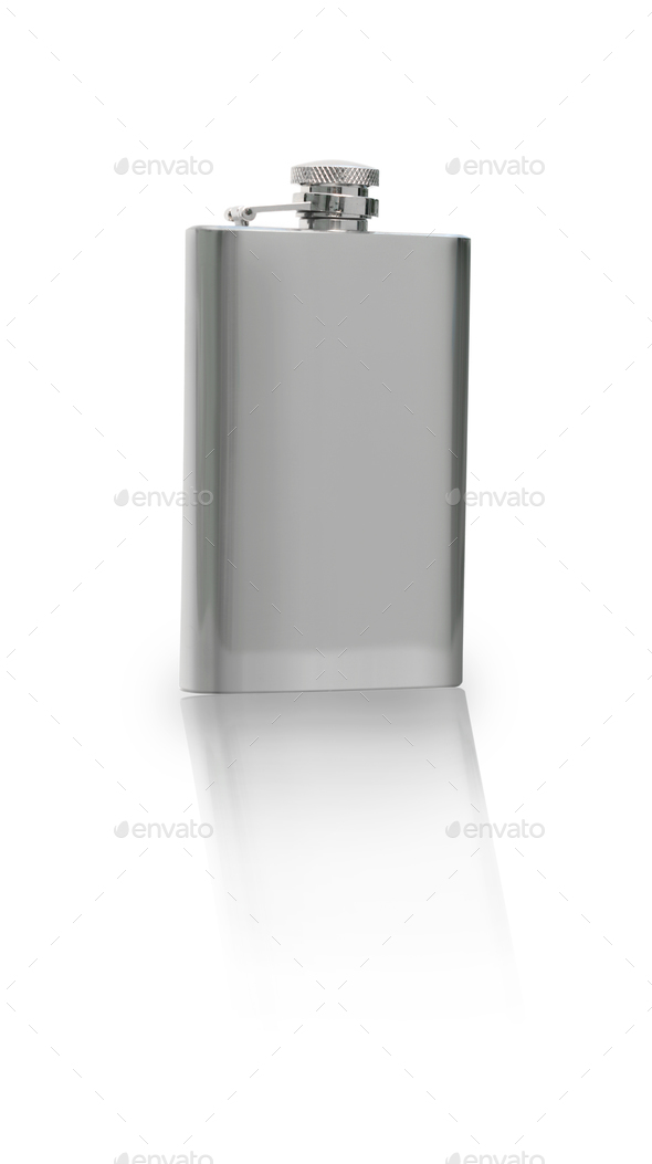 Silver flask - Stock Photo - Images