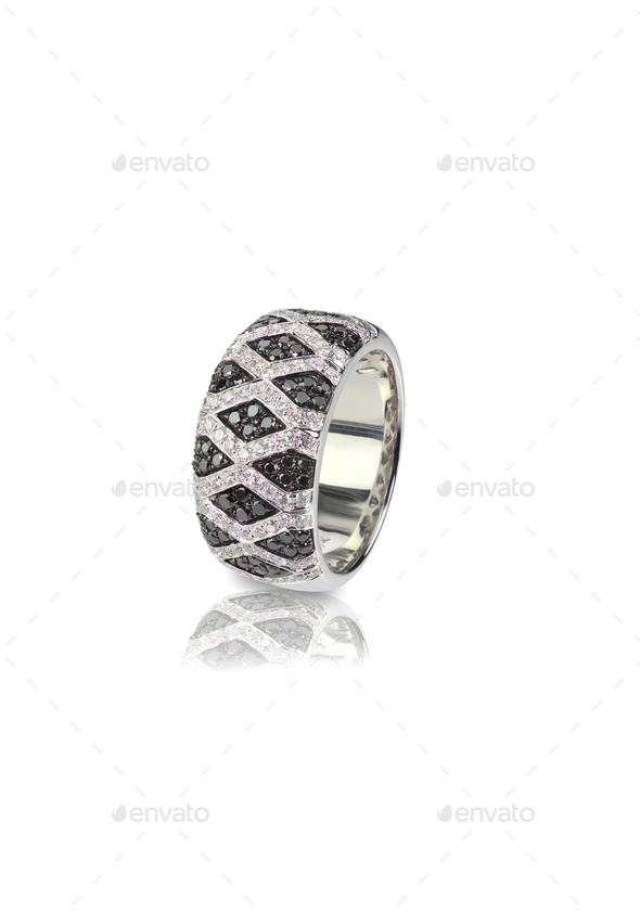 Black Onyx and Diamond Pave Wedding Anniversary Ring