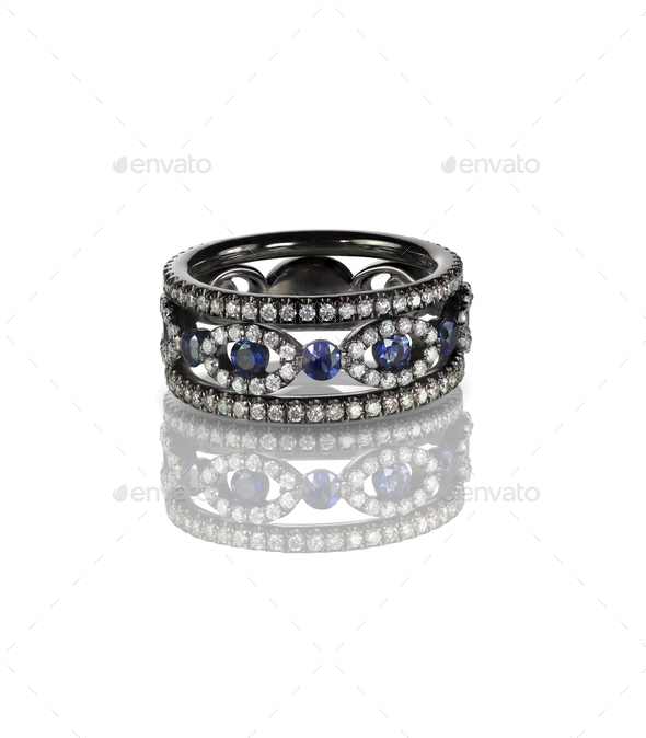 diamond and sapphire stacking ring bands