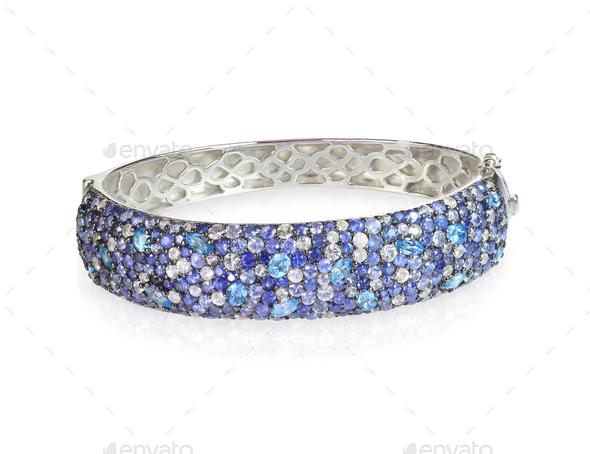 Blue Sapphire diamond bangle bracelet