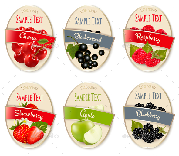 Set of Fruit Labels - Food Objects