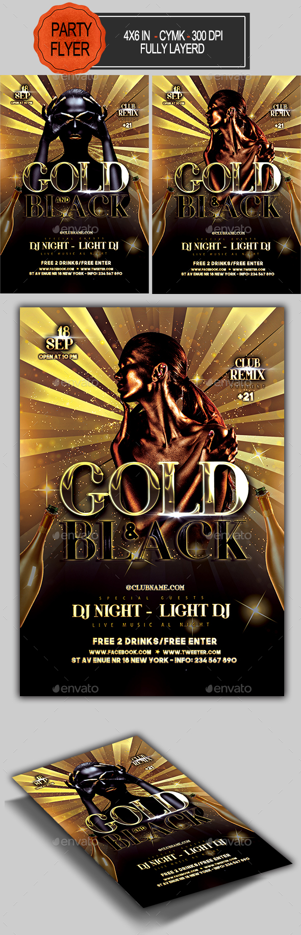 Black Gold Party Flyer - Clubs & Parties Events