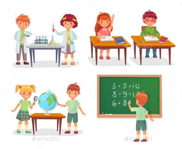 Kids on School Lesson - People Characters