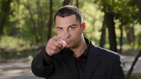 Caucasian Businessman with Strong Serious Eyesight Adult Confident Man Wear Formal Black Suit alt