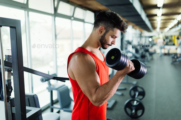 Handsome man Sport Dumbbells