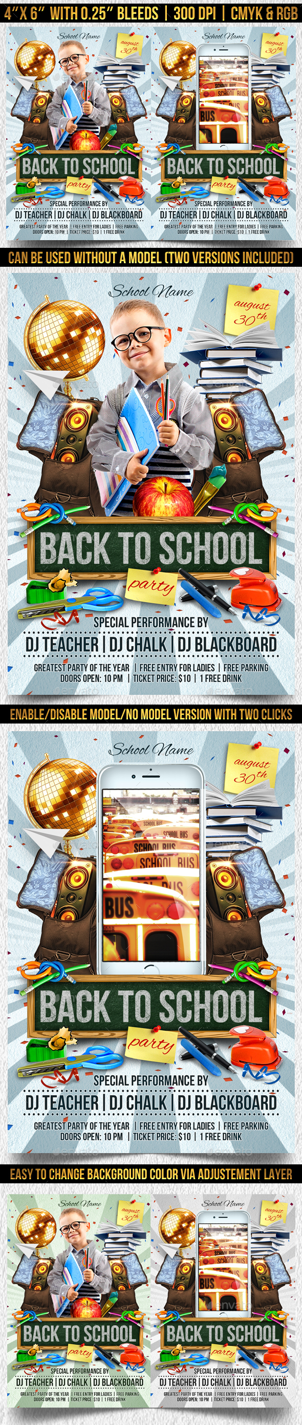 Back to School Flyer Template - Clubs & Parties Events