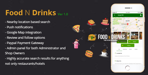 Nearby Hotels/Restaurants Finder Apps - Food and Drinks - CodeCanyon Item for Sale