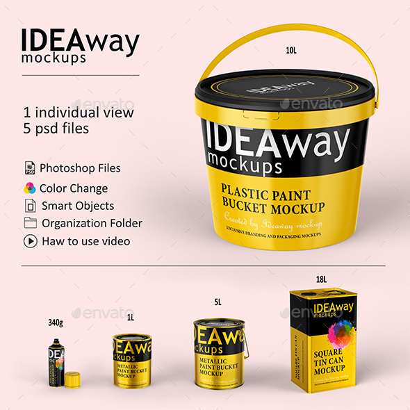 Download Paint Bucket Set Mockup By Idaeway Graphicriver