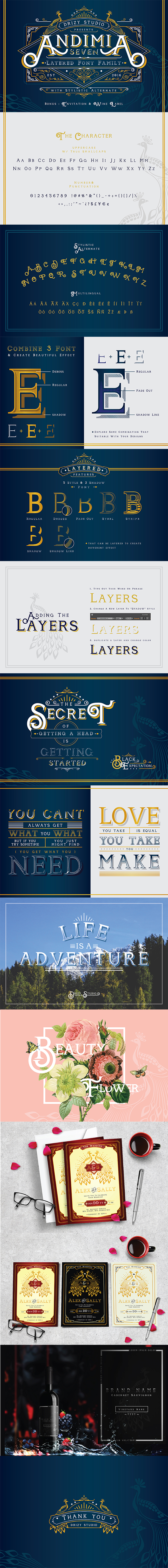 Andimia Layered Font Family - Serif Fonts