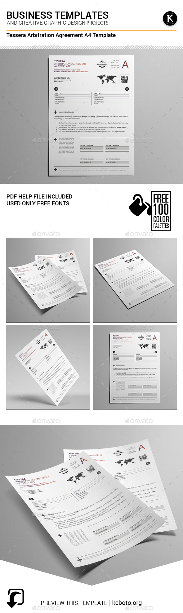 Tessera Arbitration Agreement A4 Template - Miscellaneous Print Templates