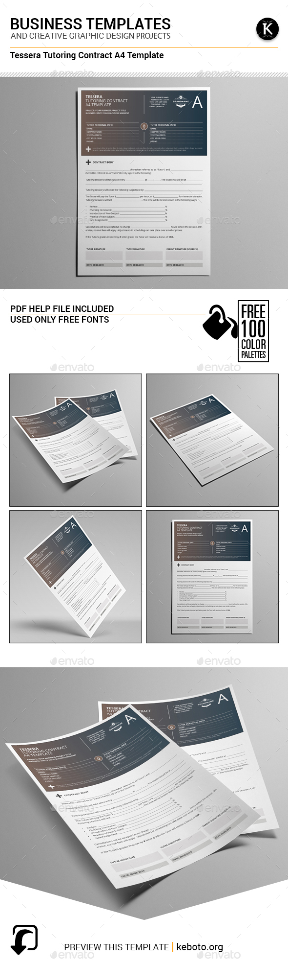 Tessera Tutoring Contract A4 Template - Miscellaneous Print Templates