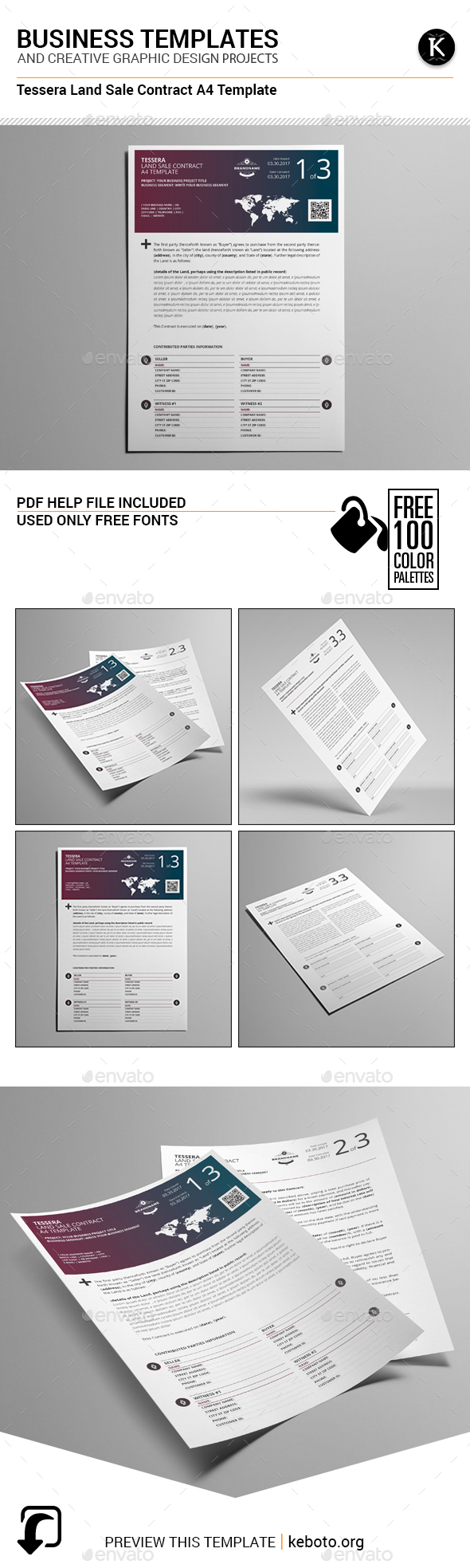 Tessera Land Sale Contract A4 Template - Miscellaneous Print Templates