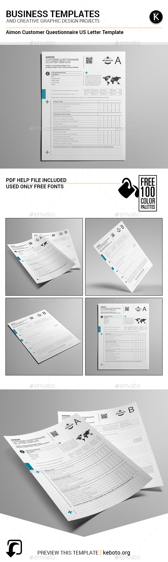 Aimon Customer Questionnaire US Letter Template - Miscellaneous Print Templates