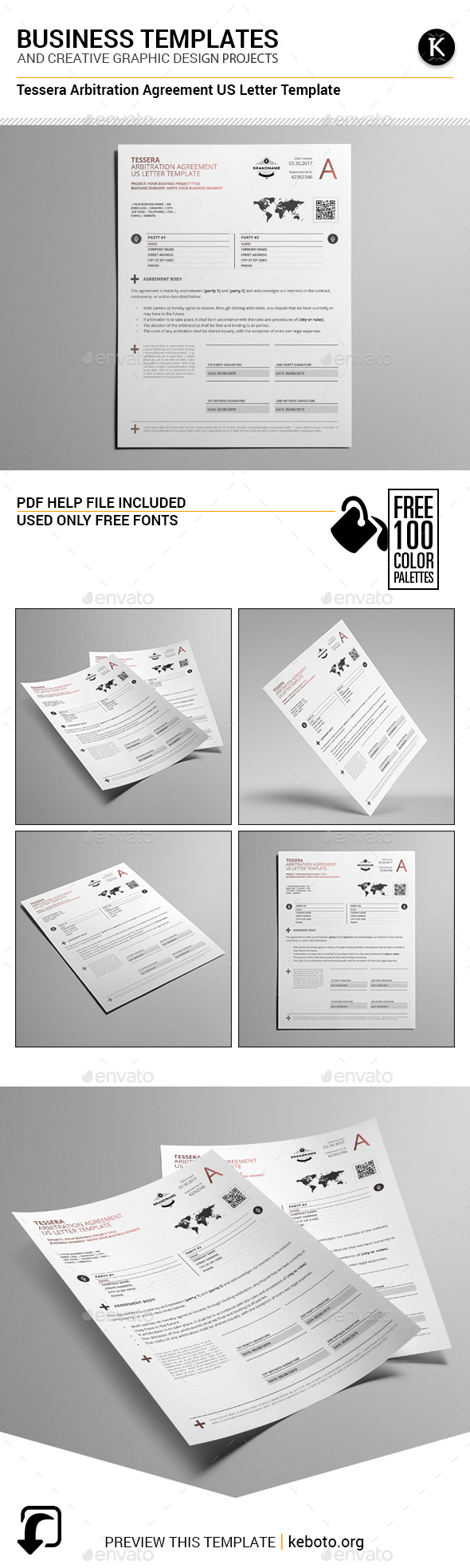 Tessera Arbitration Agreement US Letter Template - Miscellaneous Print Templates