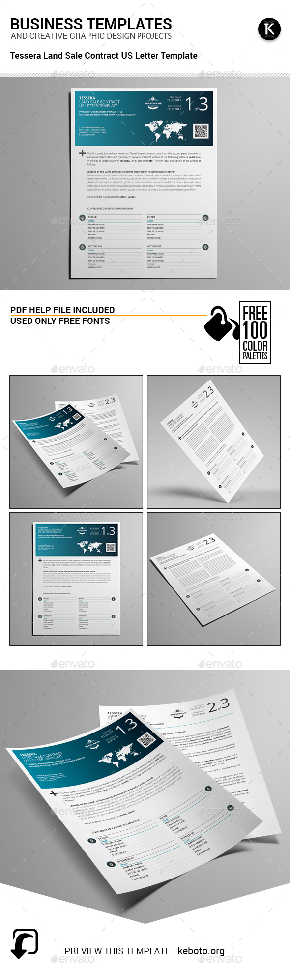Tessera Land Sale Contract US Letter Template - Miscellaneous Print Templates