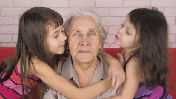 Children Kiss Grandmother alt