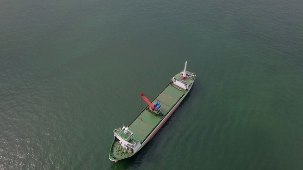 Crane Vessel in the Sea. Aerial View